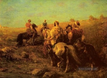 Adolf Schreyer Werke - Arab Arabian Pferdmen in der Nähe einer Wasserstelle Arabien Adolf Schreyer